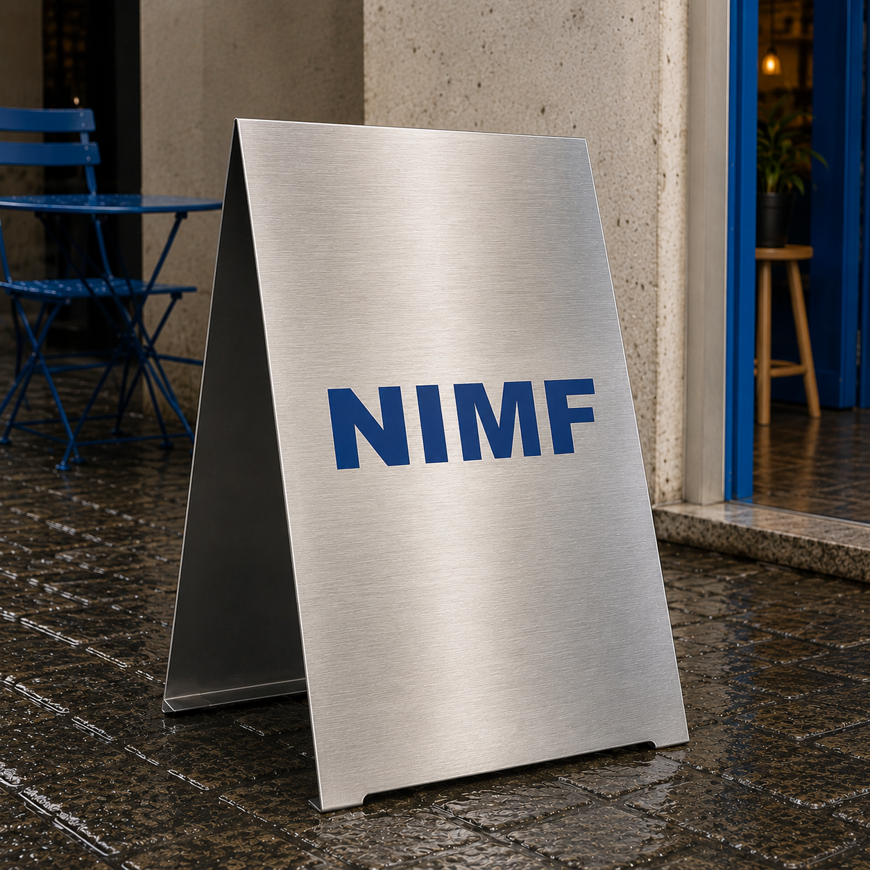 Cartel plegado inoxidable NIMF